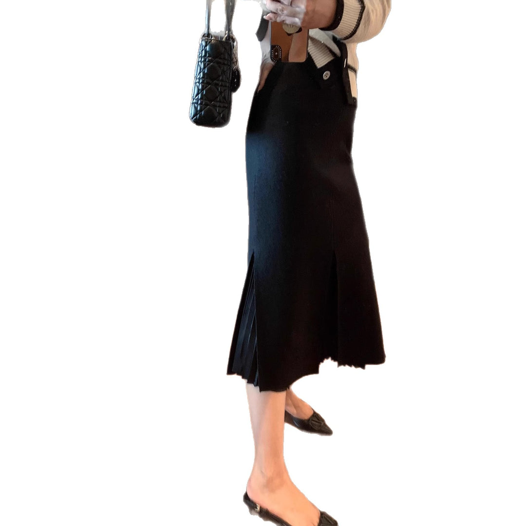 Damen Taillierter Midirock aus Feinstrick mit rückseitigem Schlitz und Ziernaht Nord Taschen