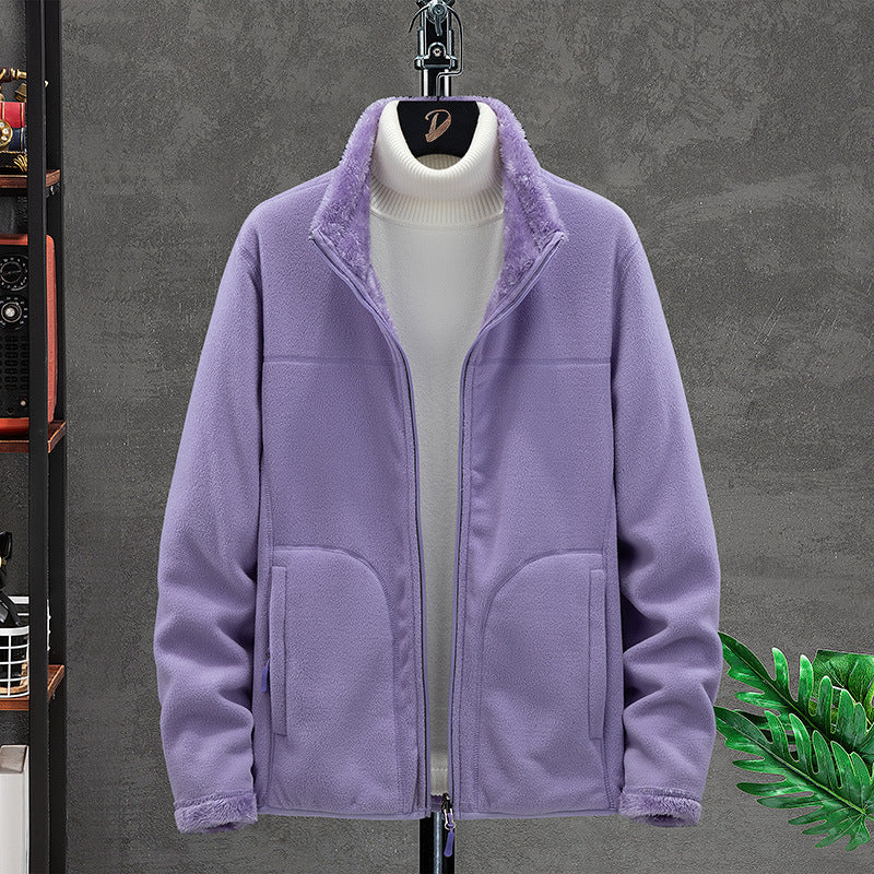 Damen Kuschelige Fleecejacke mit Teddyfutter, Stehkragen und Zwei Reißverschlusstaschen Nord Taschen
