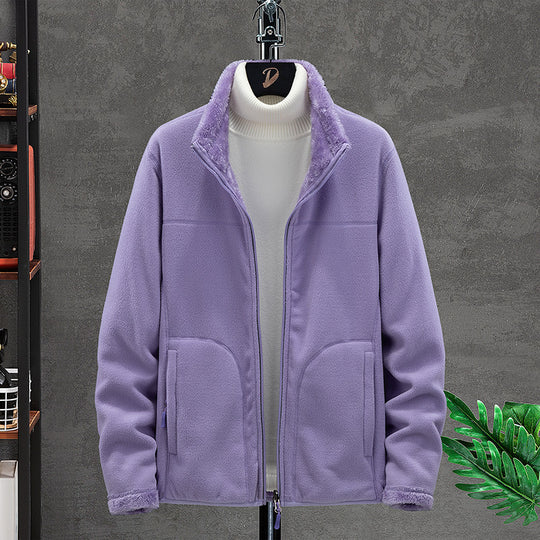 Damen Kuschelige Fleecejacke mit Teddyfutter, Stehkragen und Zwei Reißverschlusstaschen Nord Taschen