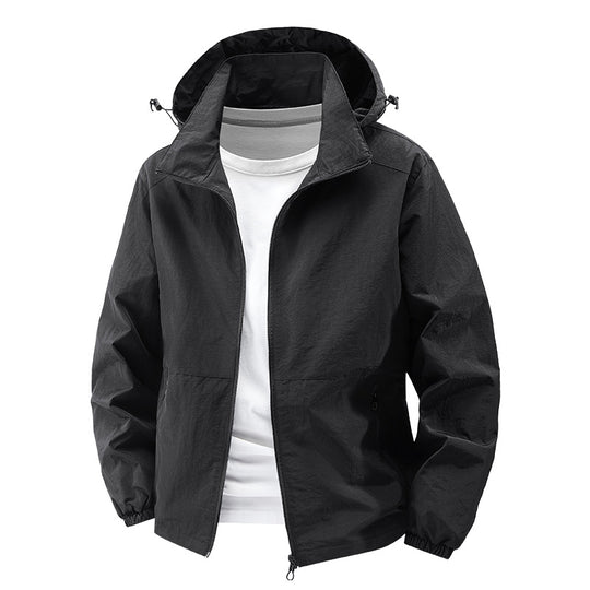 Herren Leichte Outdoor-Jacke mit verstellbarem Kapuzenkragen Nord Taschen