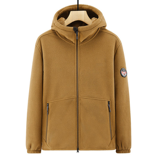 Herren Fleece-Kapuzenjacke mit Teddyfutter, Zwei-Wege-Reißverschluss und verdeckten Reißverschlusstaschen Nord Taschen