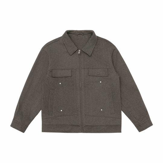 Herren Wollmix‑Shacket mit Reißverschluss, Pattentaschen und kastiger Silhouette Nord Taschen