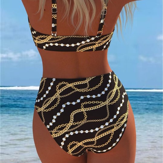 Damen Bikini-Set mit luxuriösem Ketten-Design und hohem Taillenbund Nord Taschen