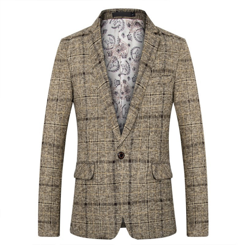 Herren Karo-Sakko in Tweed-Optik mit Schalkragen und taillierter Silhouette Nord Taschen