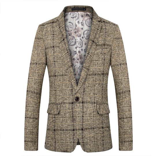 Herren Karo-Sakko in Tweed-Optik mit Schalkragen und taillierter Silhouette Nord Taschen