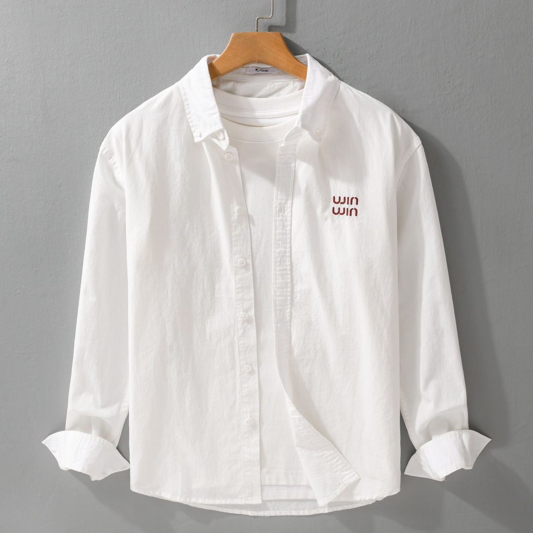 Herren Baumwoll-Overshirt-Hemdjacke mit dezenter Logo-Stickerei und entspanntem Schnitt Nord Taschen