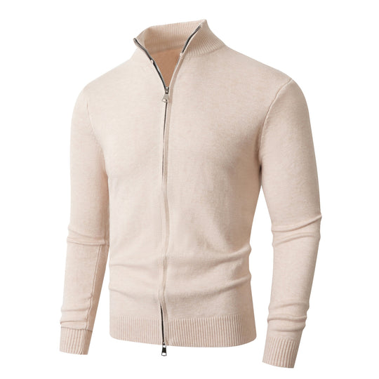 Herren Slim-Fit Feinstrick-Cardigan mit Zweifach-Reißverschluss und Stehkragen Nord Taschen