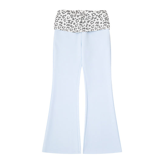 Damen Weite Jersey-Loungehose mit ausgestelltem Schlag und umgeschlagenem Leo-Bund Nord Taschen