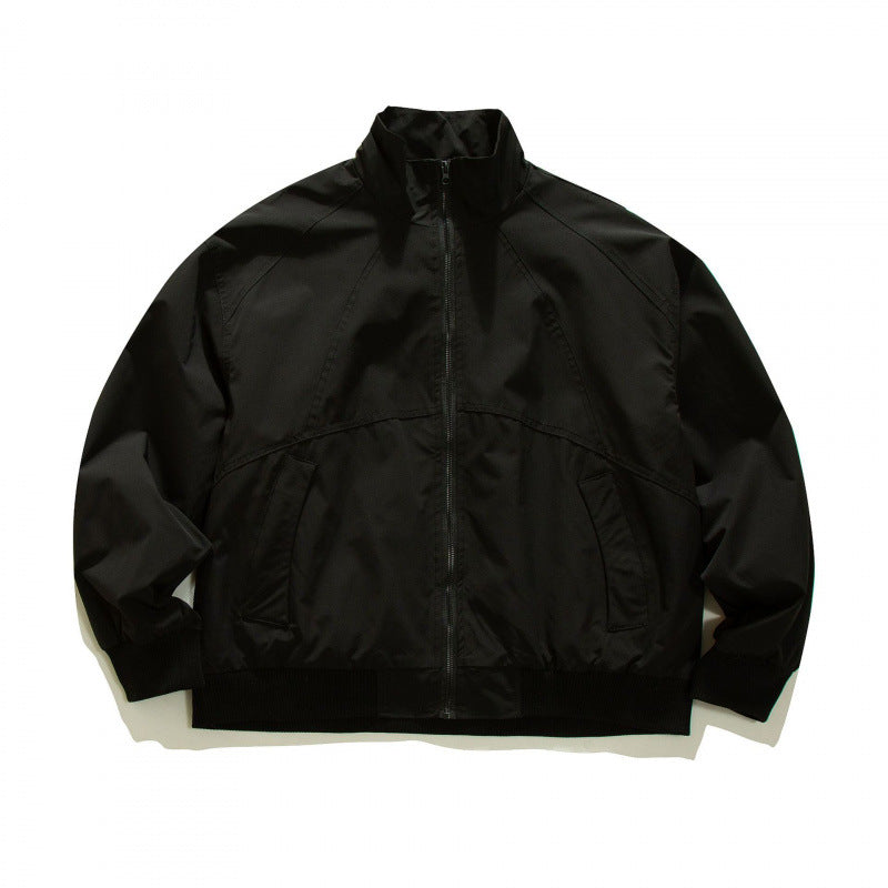 Herren Leichte Boxy-Trainingsjacke mit Stehkragen, Raglanärmeln und geripptem Saum Nord Taschen