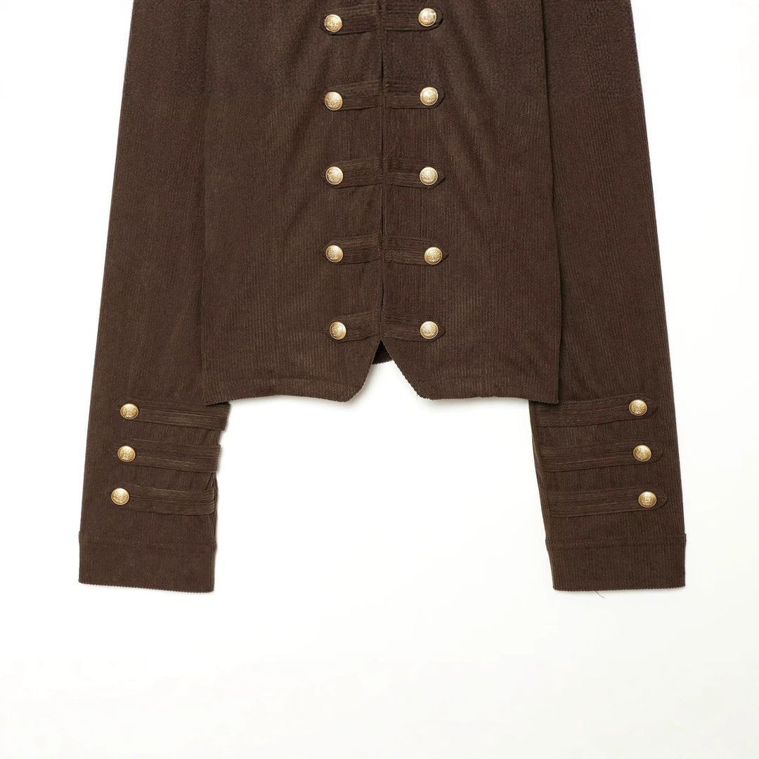 Damen Kurze Militärjacke im Boxy‑Schnitt mit Stehkragen und Zierknöpfen Nord Taschen