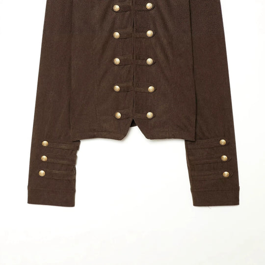 Damen Kurze Militärjacke im Boxy‑Schnitt mit Stehkragen und Zierknöpfen Nord Taschen
