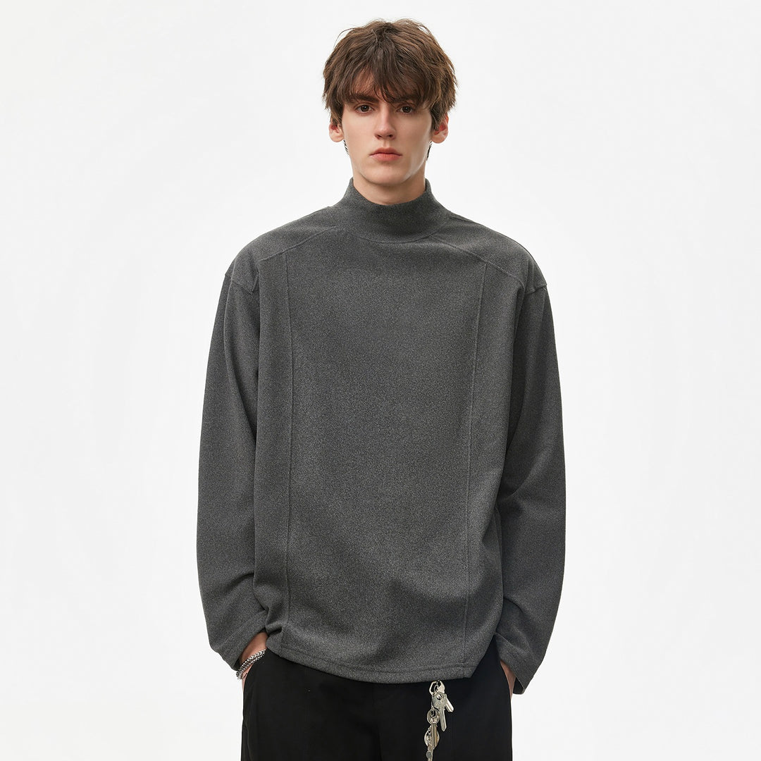 Herren Oversize Rollkragenpullover aus weichem Baumwoll‑Mix mit Raglanärmeln Nord Taschen