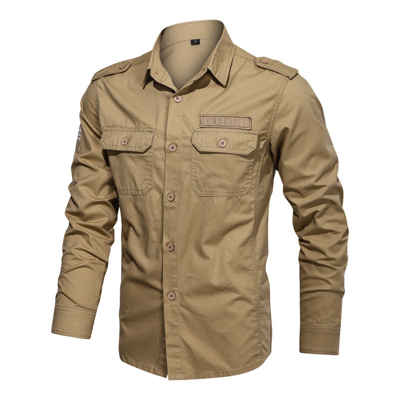 Herren  Fieldshirt aus Baumwoll-Twill mit Schulterklappen und Klappentaschen Nord Taschen