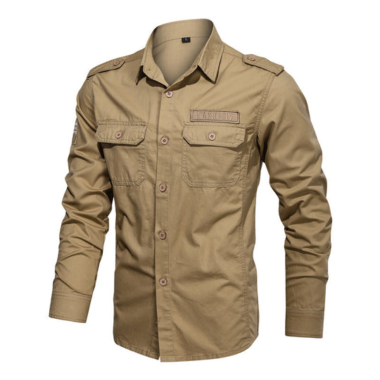Herren  Fieldshirt aus Baumwoll-Twill mit Schulterklappen und Klappentaschen Nord Taschen