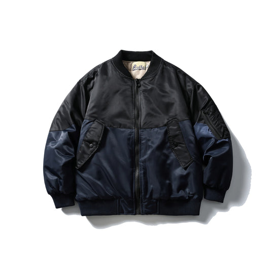 Unisex Kurz geschnittene zweifarbige Nylon‑Bomberjacke mit Utility‑Klappentaschen und Ärmel‑Zipper Nord Taschen