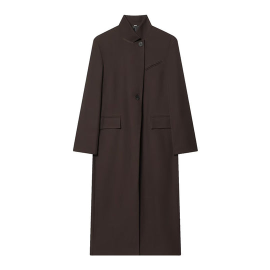 Damen Langer Mantel mit Mandarin-Kragen, minimalistischer Silhouette und verdeckter Knopfleiste Nord Taschen