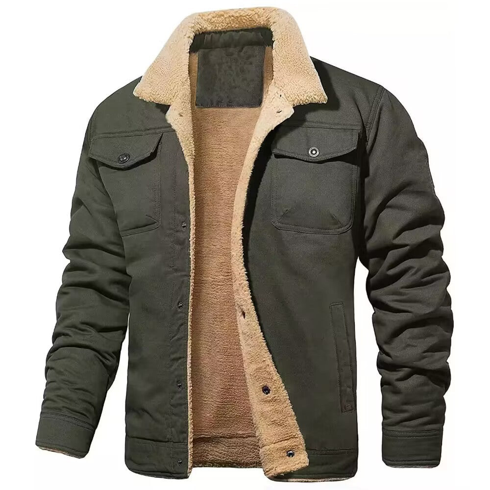 Herren robustes Canvas-Blouson mit durchgehendem Sherpa-Innenfutter und Hemdkragen Nord Taschen