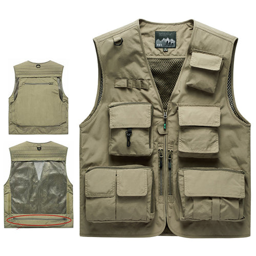 Herren Multifunktionale Outdoor‑Utilityweste mit Mesh‑Rücken, Mehrfach‑Fronttaschen und durchgehendem Reißverschluss Nord Taschen