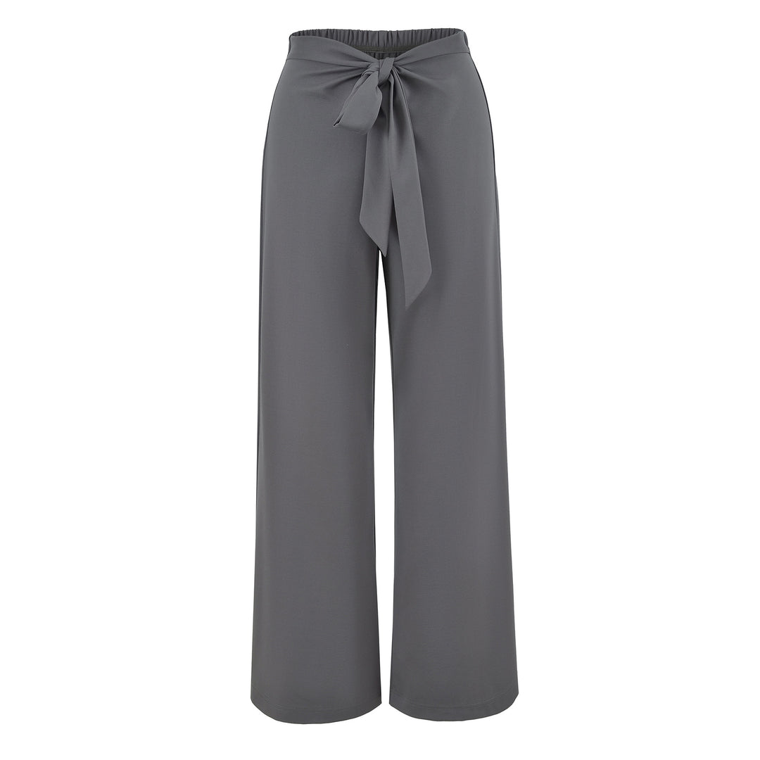 Damen Hochtaillierte Culotte-Hose mit weitem Bein und Bindegürtel Nord Taschen