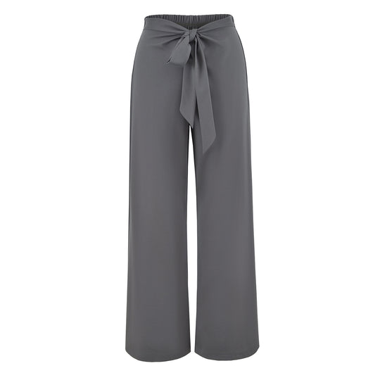 Damen Hochtaillierte Culotte-Hose mit weitem Bein und Bindegürtel Nord Taschen