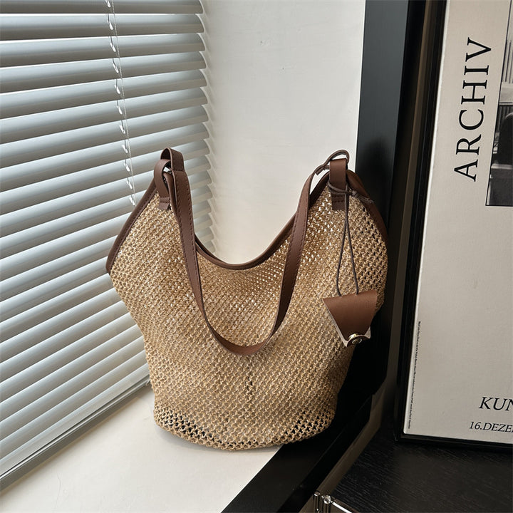Damen geflochtene Henkeltasche mit eleganten Lederakzenten Nord Taschen