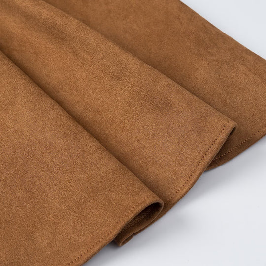Damen A-Linien Midikleid aus Wildlederoptik mit eckigem Ausschnitt und Prinzessnähten Nord Taschen