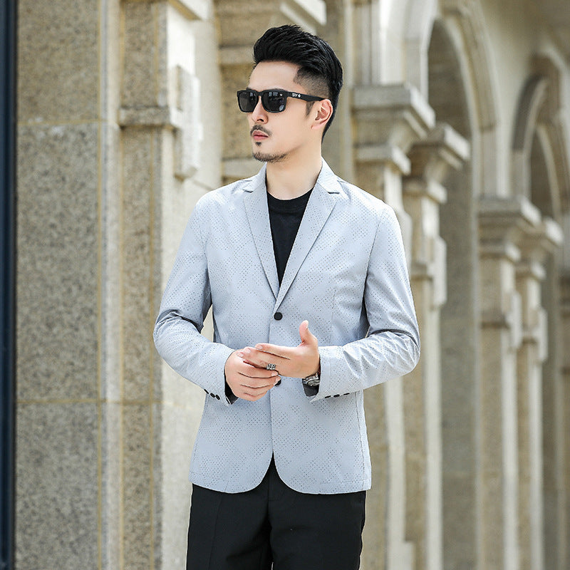 Herren Slim-Fit Sakko mit dezentem Allover‑Punktmuster Nord Taschen