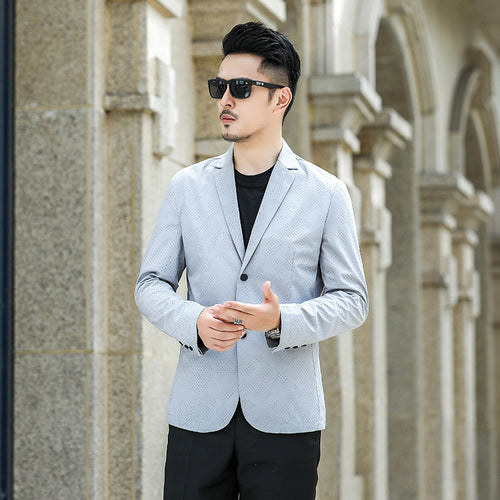 Herren Slim-Fit Sakko mit dezentem Allover‑Punktmuster Nord Taschen