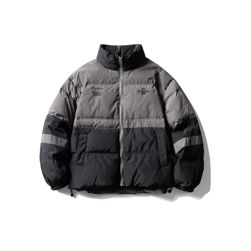 Herren Colorblock-wattierter Kurzblouson mit hohem Stehkragen und Kordelzugsaum Nord Taschen