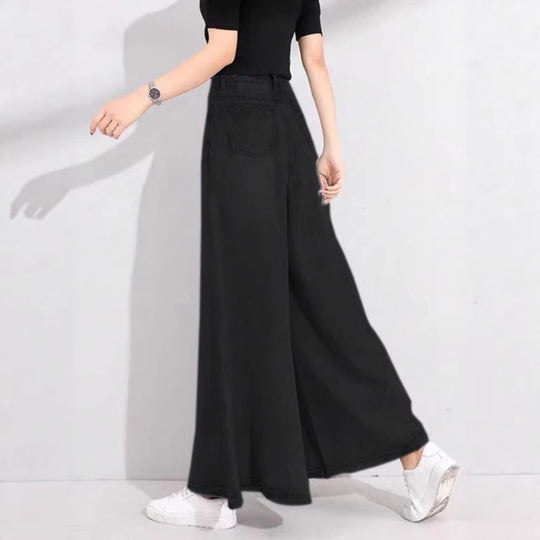 Damen Hochtaillierte Palazzo-Jeans mit extra weitem Bein und fließendem Denim Nord Taschen