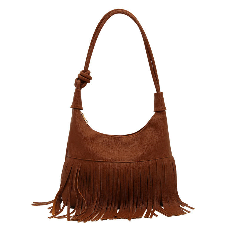 Damen Beuteltasche mit geflochtenem Fransen-Design Nord Taschen