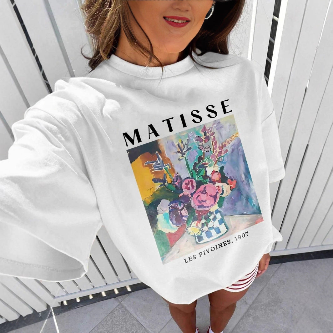 Damen T-Shirt mit künstlerischem Grafikdruck und lässigem Schnitt Nord Taschen