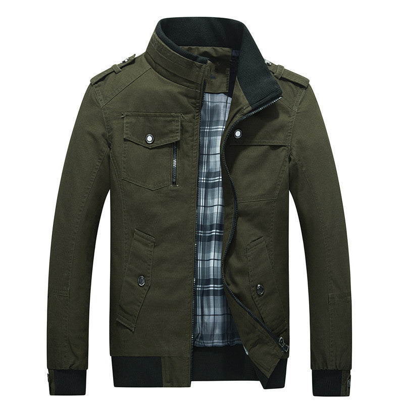 Herren  leichte Canvas-Fieldjacke mit gesteppter Innenfütterung, Schulterklappen und kontrastierendem Rippbund Nord Taschen