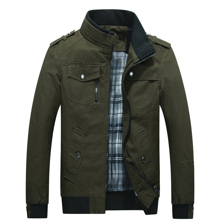 Herren  leichte Canvas-Fieldjacke mit gesteppter Innenfütterung, Schulterklappen und kontrastierendem Rippbund Nord Taschen
