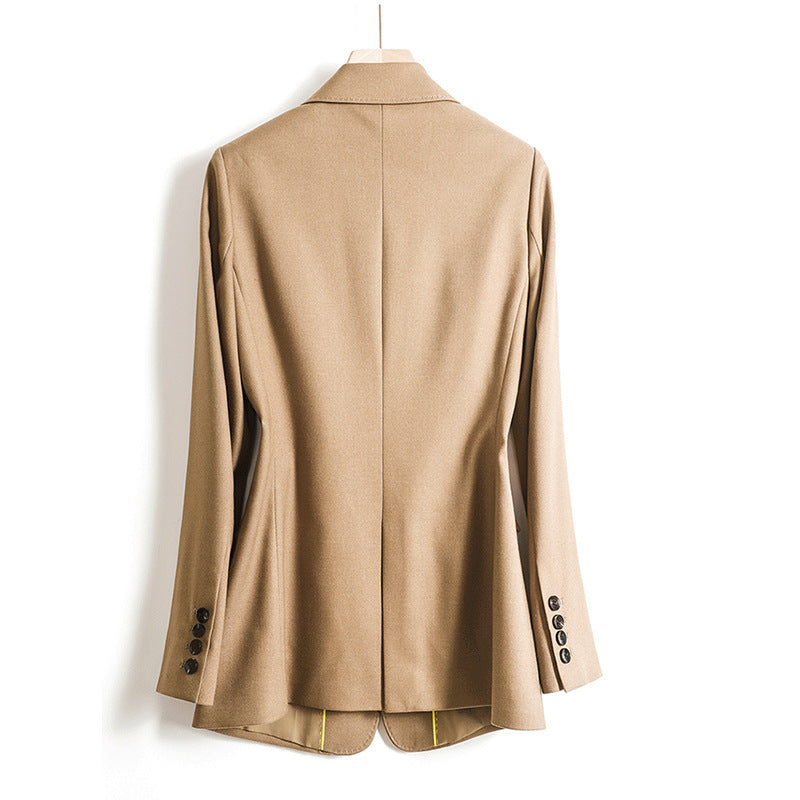 Damen Taillierter Einreihiger Blazer mit Ein-Knopf-Verschluss und Pattentaschen Nord Taschen