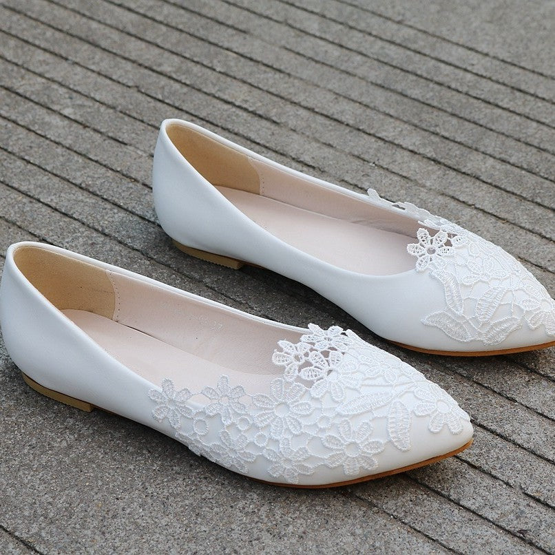 Damen Elegante Ballerinas mit filigraner Blumenstickerei
