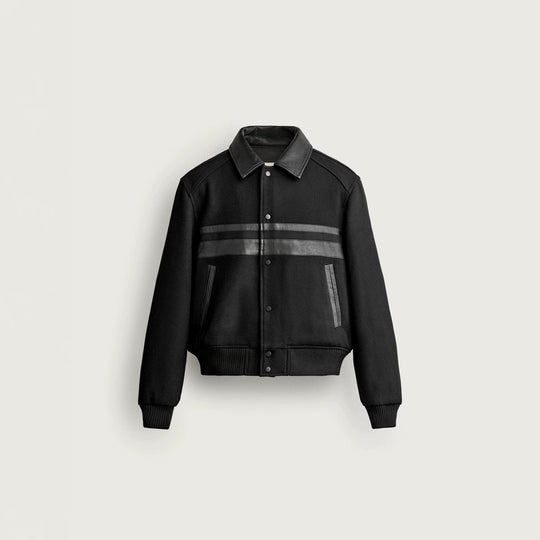 Herren Kurzblouson im Vintage-Bomberstil mit kontrastierendem Lederbesatz und Rippbündchen Nord Taschen