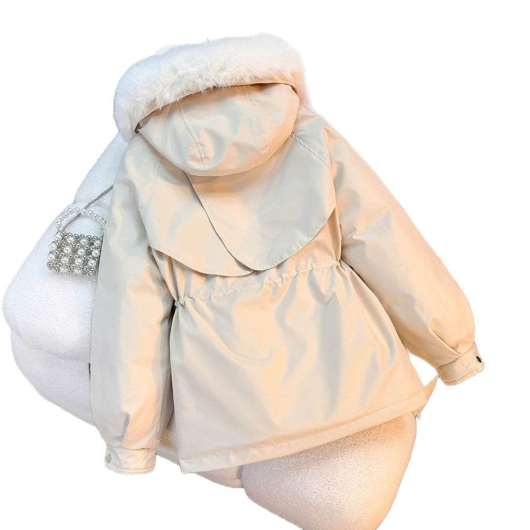 Damen nan wattierter Parka mit abnehmbarem Kunstfellkragen, Tunnelzugtaillierung und Reißverschlusstaschen Nord Taschen