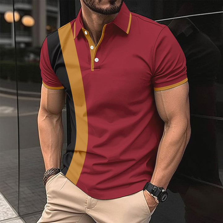 Herren kurzärmeliges Poloshirt mit modernen Farbblocks und atmungsaktivem Material