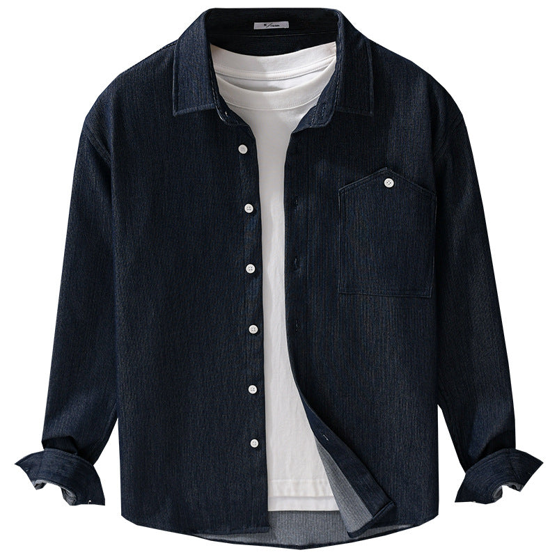 Herren Denim-Overshirt im Hemdjackenstil mit Brusttasche und durchgehender Knopfleiste Nord Taschen