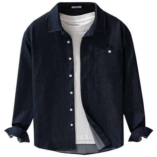 Herren Denim-Overshirt im Hemdjackenstil mit Brusttasche und durchgehender Knopfleiste Nord Taschen