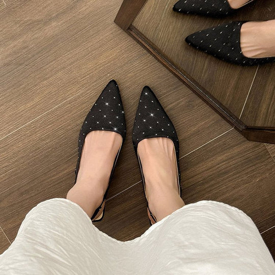Damen glamouröse Slingback-Pumps mit feinen Glitzer-Applikationen und spitzem Design Nord Taschen