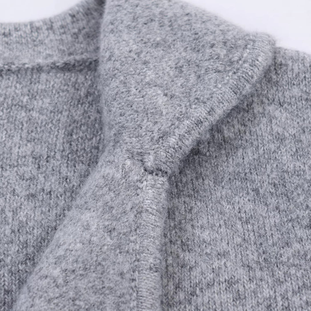 Damen Kurzer Wollmix-Cardigan-Mantel mit Schalkragen und Schmucksteinapplikationen Nord Taschen