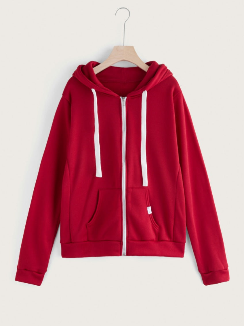 Damen Kapuzenjacke mit Reißverschluss taillierter Sweatshirt-Hoodie aus Baumwollmischung Nord Taschen
