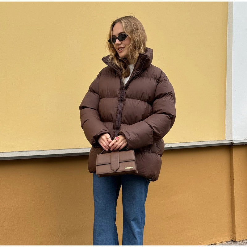 Damen Oversize hochbauschige Steppjacke mit teilbarem Reißverschluss und Kängurutaschen Nord Taschen
