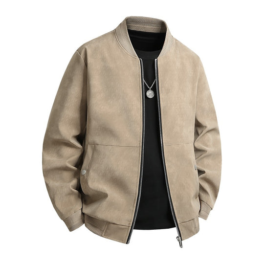 Herren Veloursoptik-Bomberjacke im minimalistischen Look mit Zweiwege-Reißverschluss, Rippkragen und verdeckten Druckknöpfen Nord Taschen