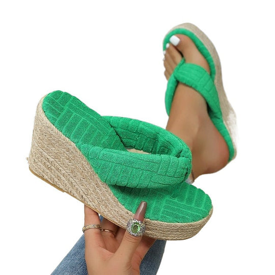 Damen Glamouröse Wedge-Pantoletten mit weich gepolsterter Sohle