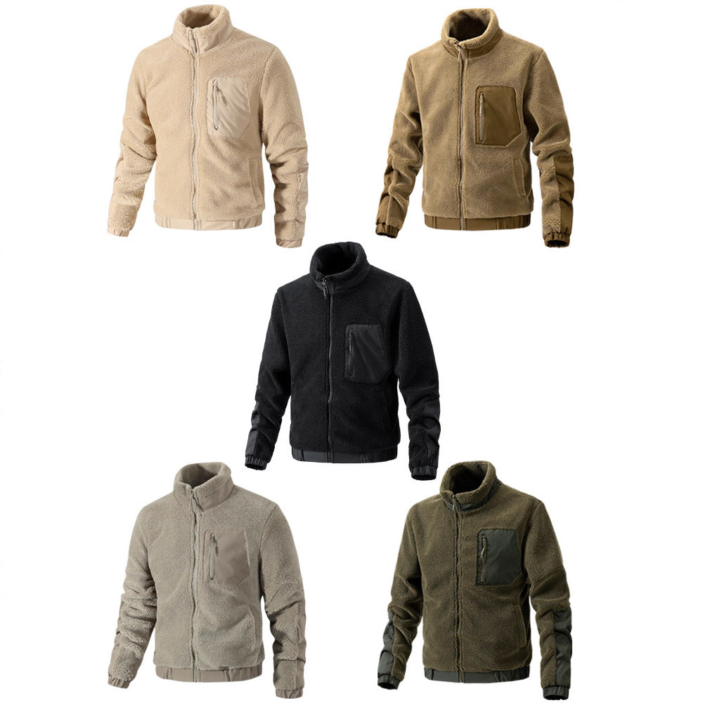 Herren Teddy-Fleece Jacke mit Stehkragen und verstärkten Einsätzen Nord Taschen