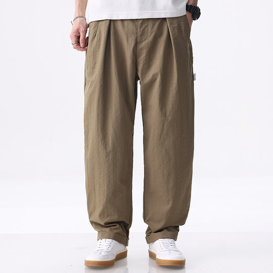 Herren Weite Baumwollmix-Cargohose mit Bundfalten und elastischem Kordelzug Nord Taschen
