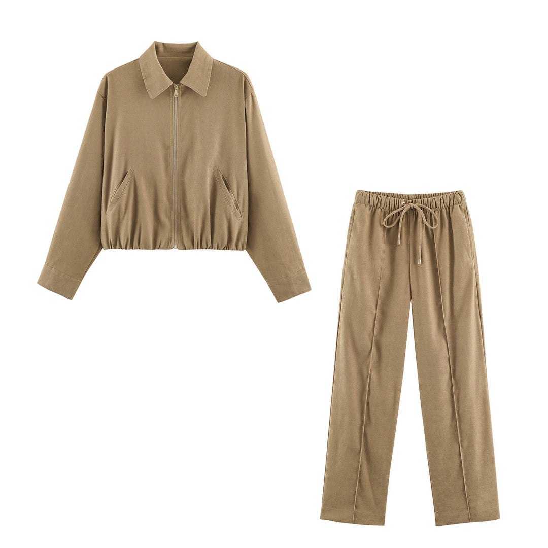 Damen Weite Velours‑Hose mit elastischem Tunnelzugbund und Bügelfalte Nord Taschen